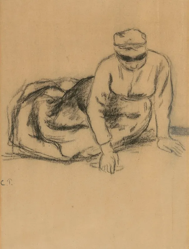 Paysanne Assise by Camille Pissarro - Canvas Print