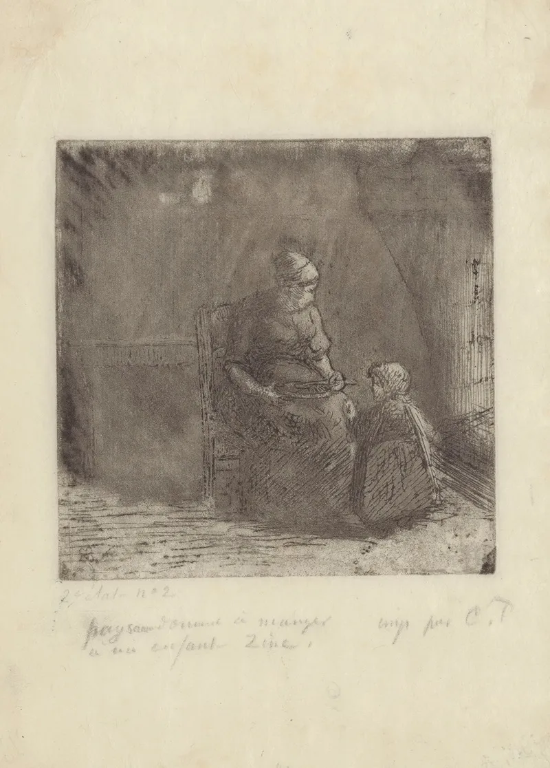 Paysanne Donnant A Manger A Un Enfant