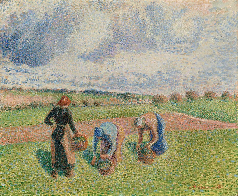 Paysannes Ramassant Des Herbes Eragny