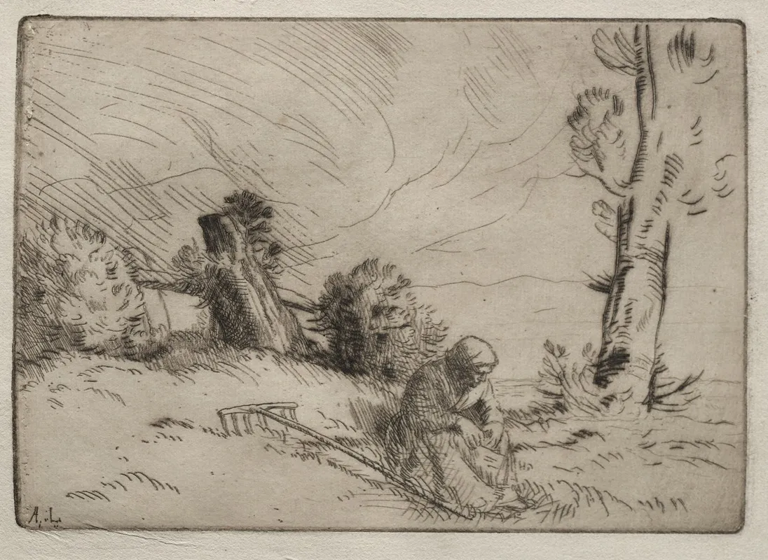 Peasant Woman Seated Near A Hedge