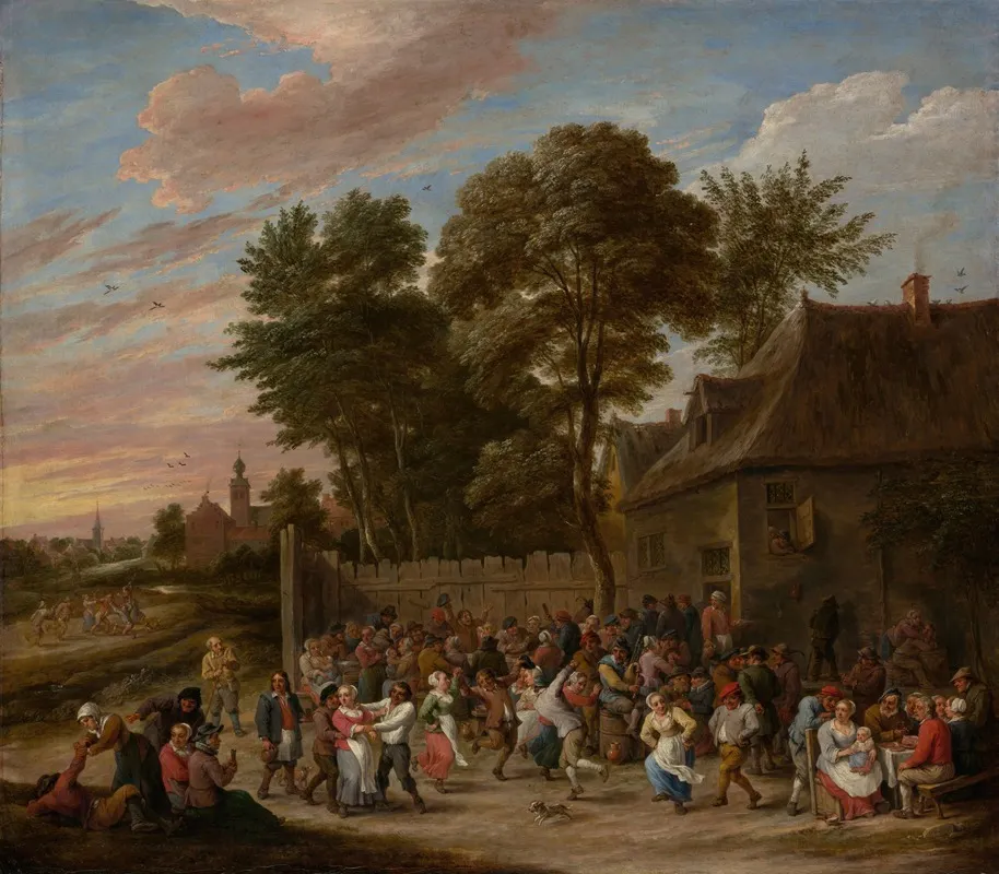 Peasants Dancing And Feasting by David Teniers The Younger - Canvas Print