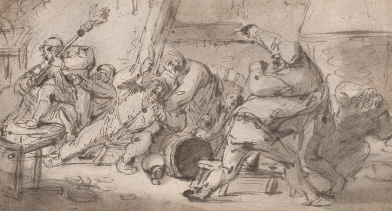 Peasants Fighting In An Inn Mid