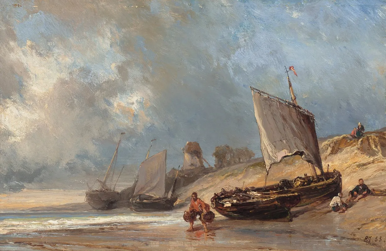 Pecheurs A Maree Basse 2 by Eugène Isabey - Canvas Print