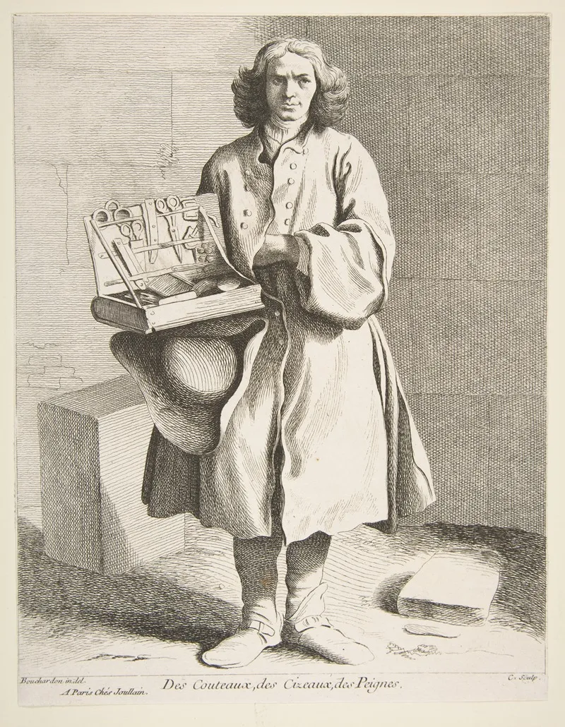 Peddler Of Knives Scissors And Combs by Edmé Bouchardon - Canvas Print
