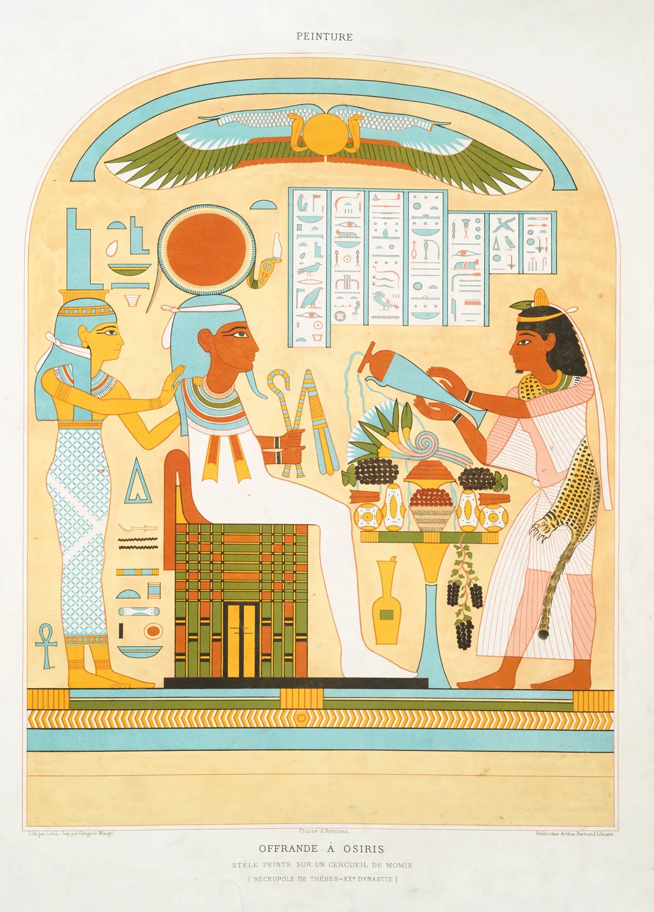 Peinture Offrande A Osiris Stele Peinte Sur Un Cercueil De Momie Necropole De Thebes Xxe Dynastie by Émile Prisse d'Avennes - Canvas Print