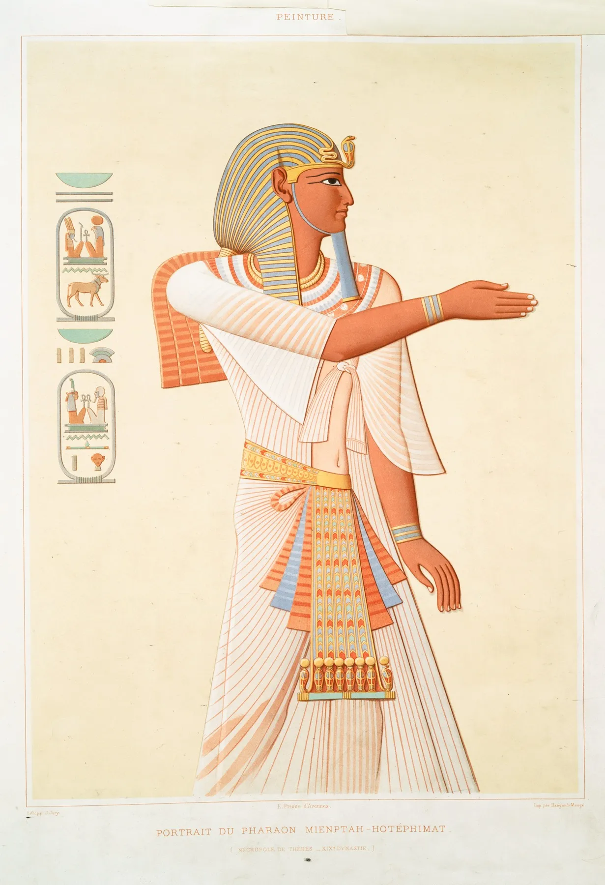 Peinture Portrait Du Pharaon Mienptah Hotephimat Necropole De Thebes Xixe Dynastie