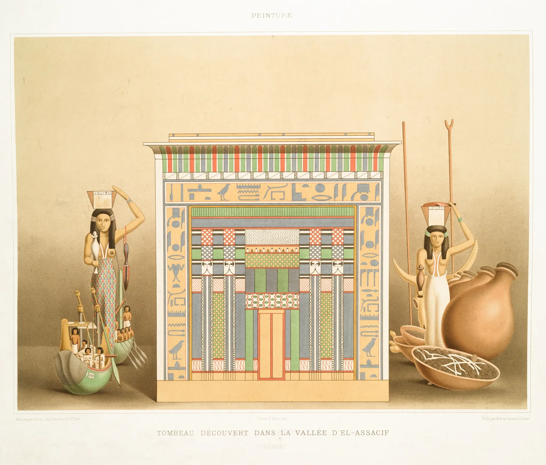 Peinture Tombeau Decouvert Dans La Vallee Del Assacif Thebes