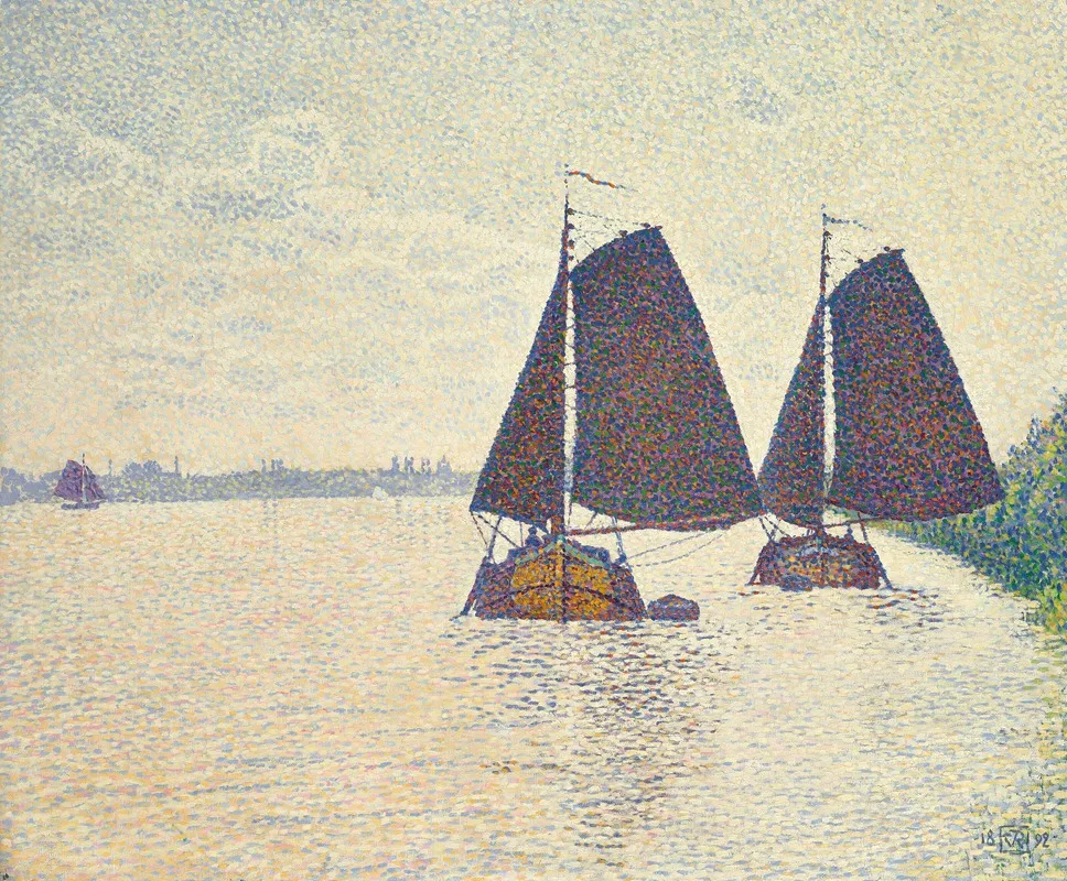 Peniches Sur Lescaut by Theo van Rysselberghe - Canvas Print