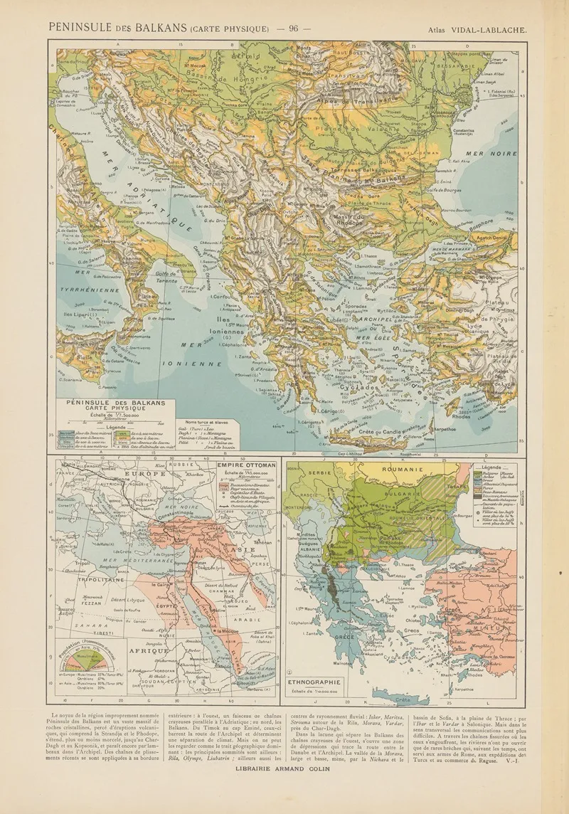 Peninsule Des Balkans by Paul Vidal de La Blache - Canvas Print
