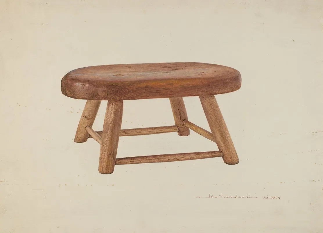 Pennsylvania Dutch Bed Stool by John Swientochowski - Canvas Print