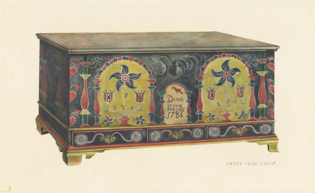 Pennsylvania German Chest by Betty Jean Davis - Canvas Print
