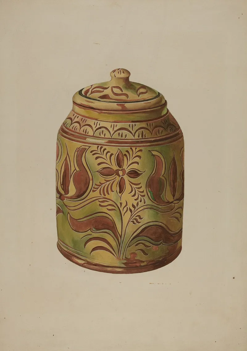 Pennsylvania German Covered Jar by Henry Moran - Canvas Print
