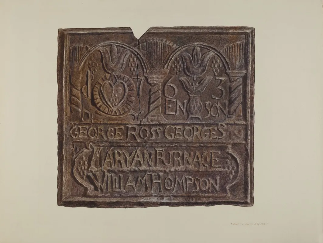 Pennsylvania German Fireback by Edward L. Loper - Canvas Print