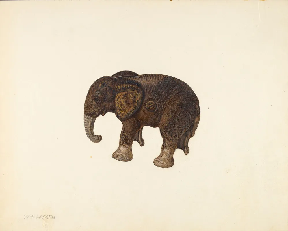 Penny Bank Elephant by Ben Lassen - Canvas Print