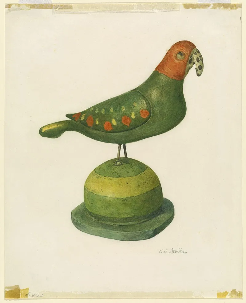 Pensylvania German Carved Bird by Carl Strehlau - Canvas Print