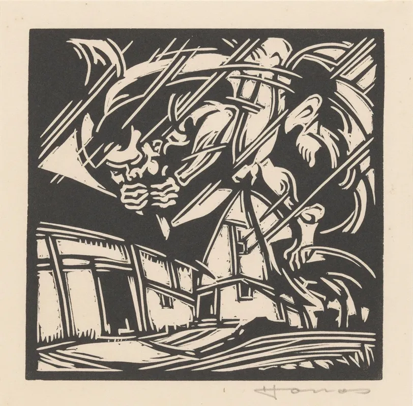 Personificatie Van De Wind Bij Een Gebouw 2 by Henri Jonas - Canvas Print