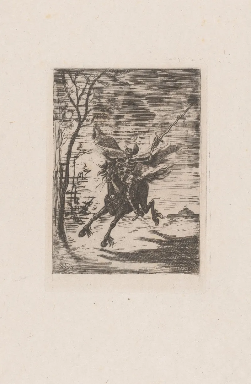 Personification Of Death Galloping On A Horse by Henri-Charles Guérard - Canvas Print