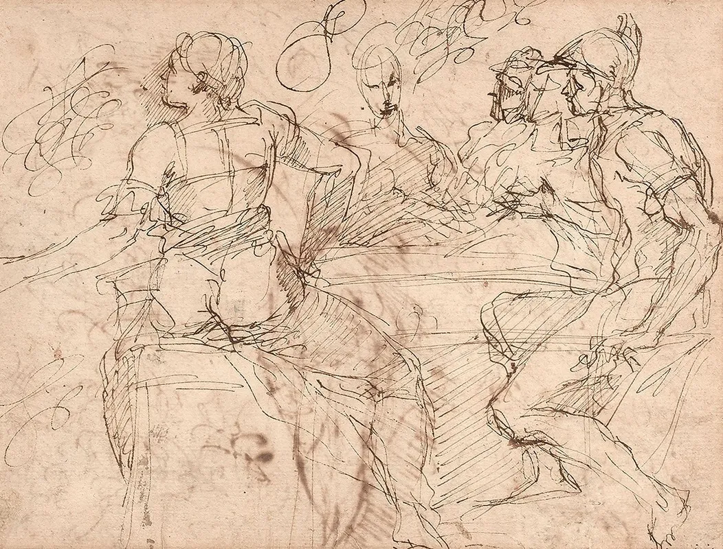 Personnages Autour Dune Table by Salvator Rosa - Canvas Print