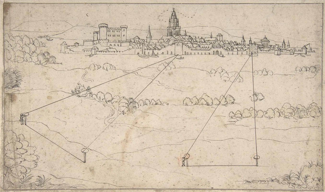 Perspectival Study With A View Of A Medieval City by Matthäus Merian the elder - Canvas Print