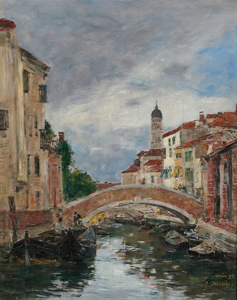 Petit Canal A Venis by Eugène Boudin - Canvas Print