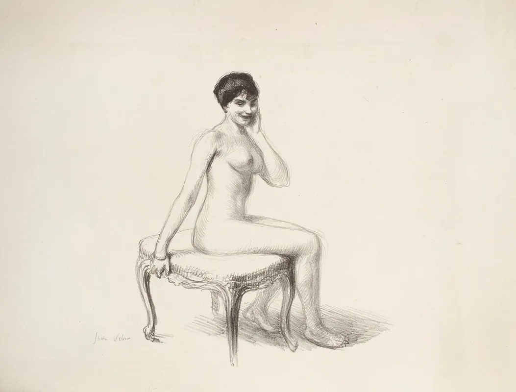 Petit Nu Assis Sur Un Tabouret