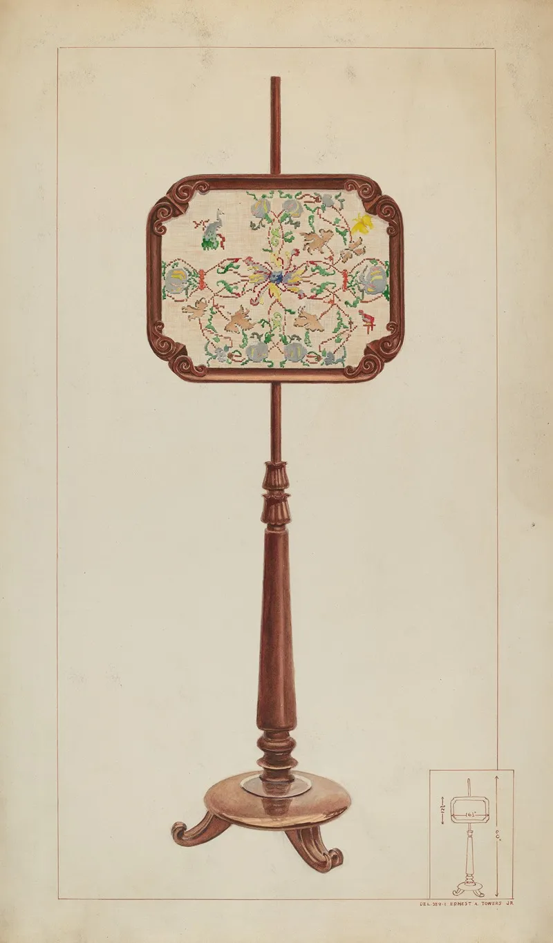 Petit Point Fire Screen by Ernest A. Towers, Jr. - Canvas Print