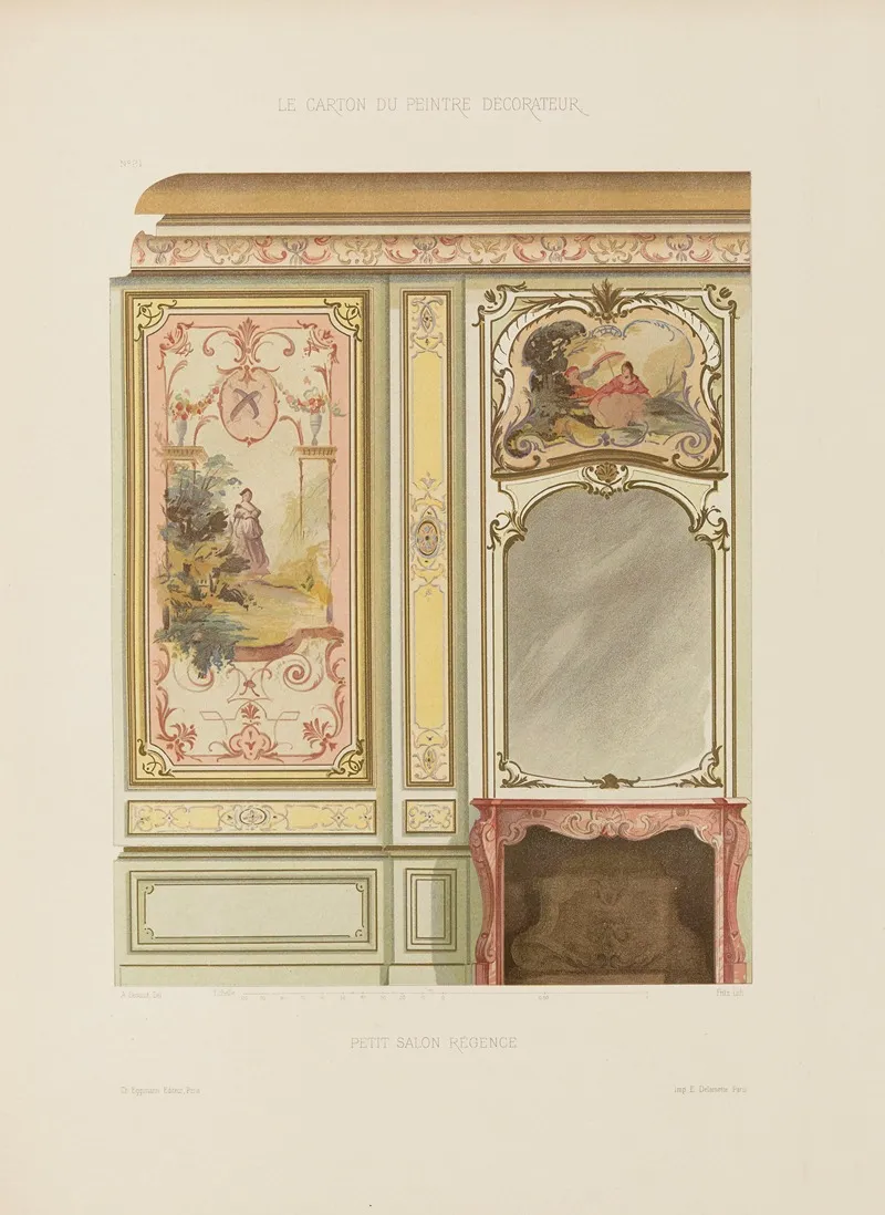 Petit Salon Regence by A. Desaint - Canvas Print
