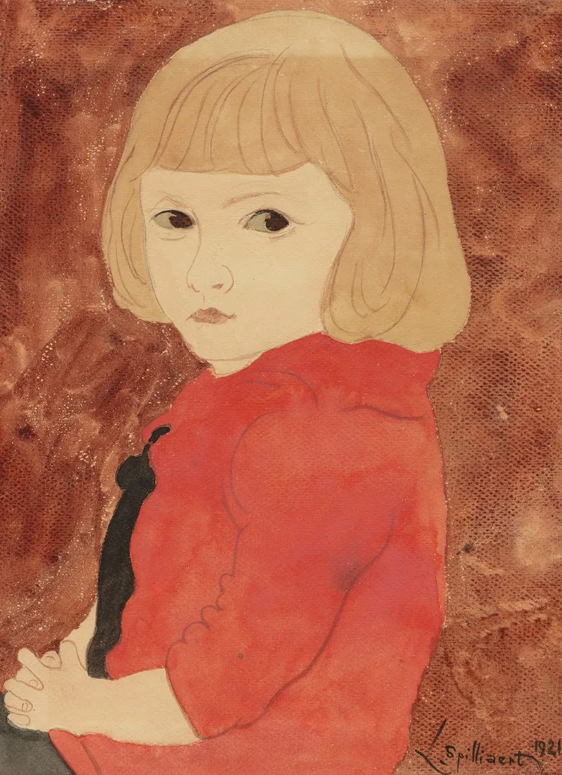 Petite Fille Au Pull Rouge by Léon Spilliaert - Canvas Print