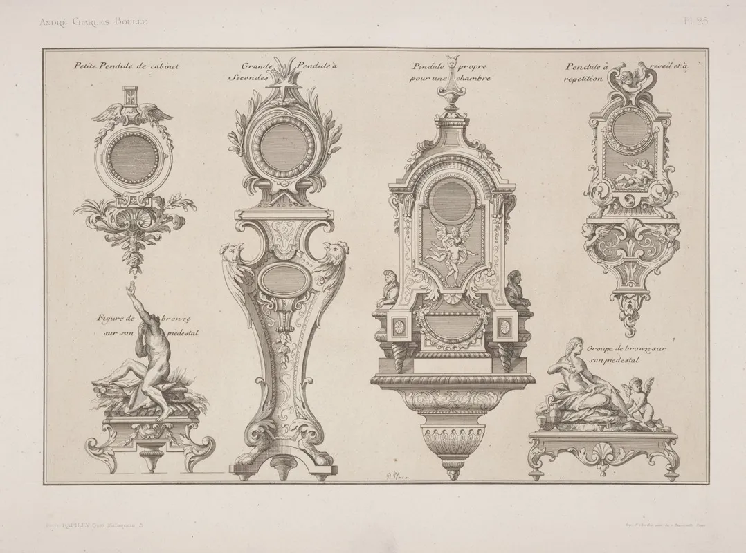 Petite Pendule De Cabinet Grande Pendule A Secondes Pendule Propre Pour Une Chambre by André-Charles Boulle - Canvas Print
