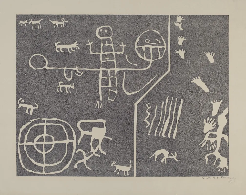 Petroglyph 12 by Lala Eve Rivol - Canvas Print