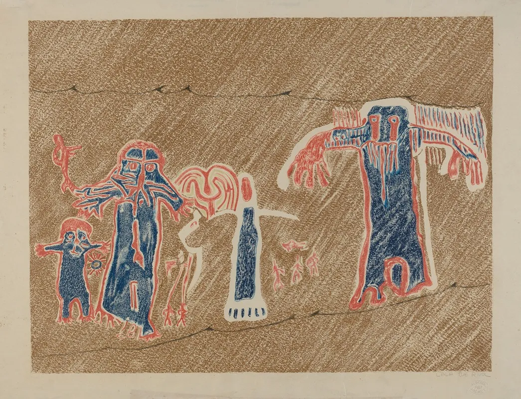 Petroglyph Human Figures 4 by Lala Eve Rivol - Canvas Print