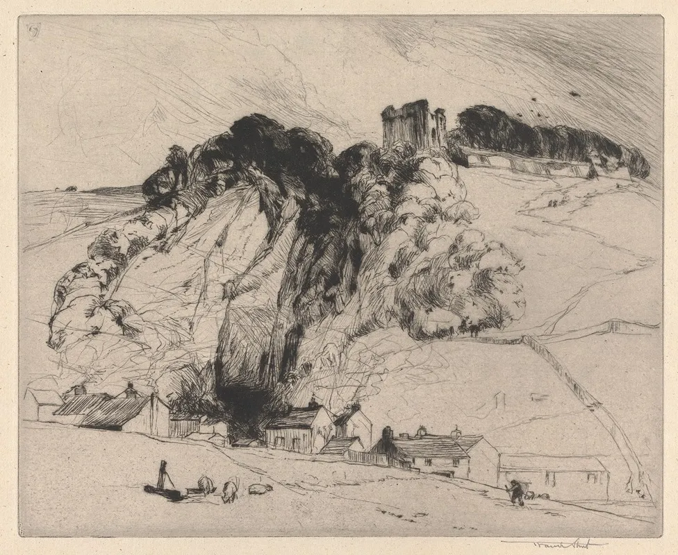 Peverils Castle Derbyshire by Sir Frank Short - Canvas Print