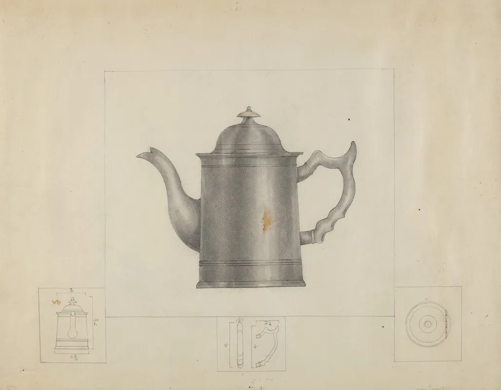 Pewter Coffee Pot 14 by Henry Meyers - Canvas Print