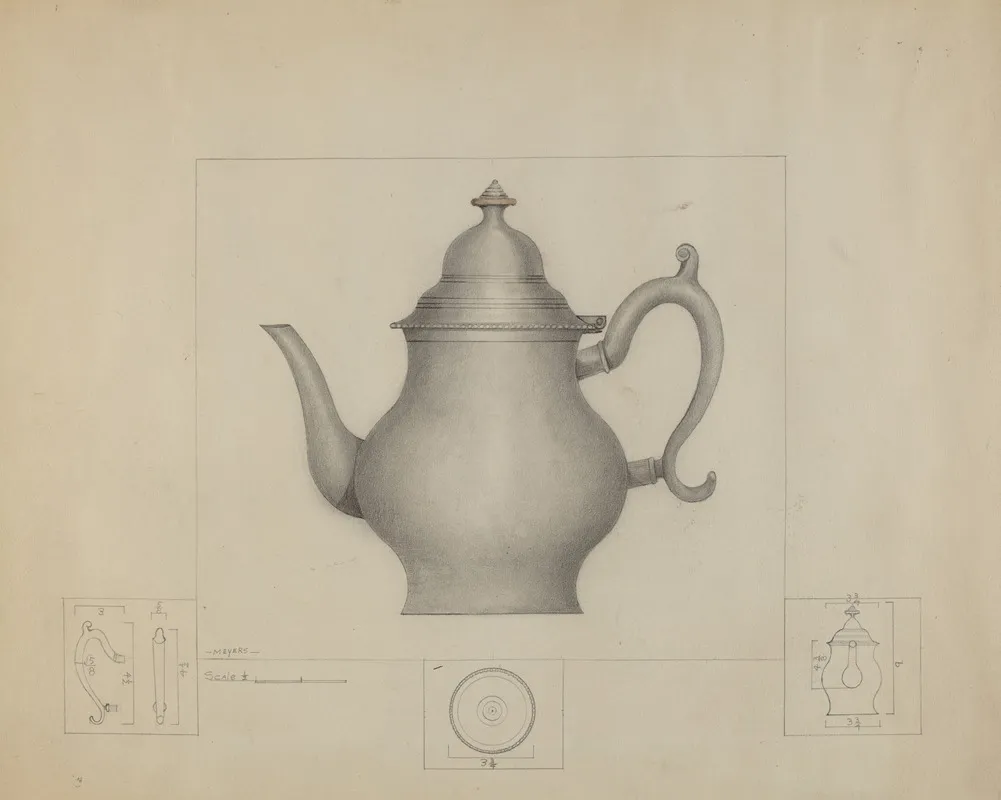 Pewter Coffee Pot 15 by Henry Meyers - Canvas Print