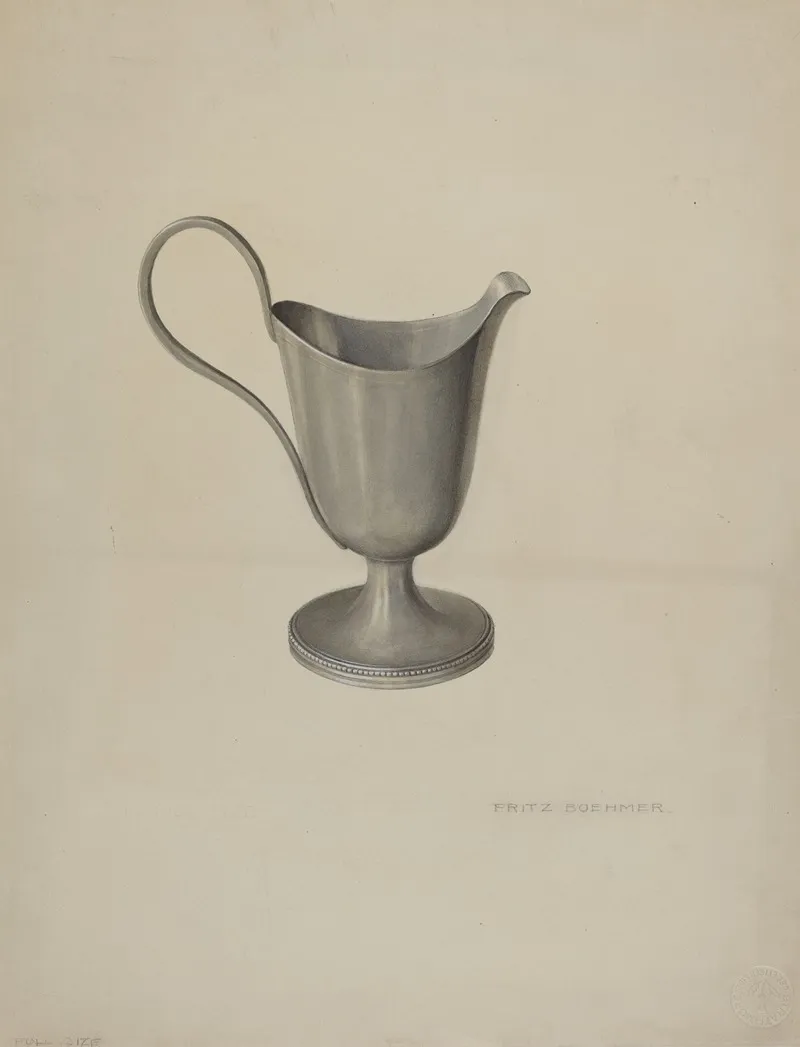 Pewter Cream Pitcher by Fritz Boehmer - Canvas Print