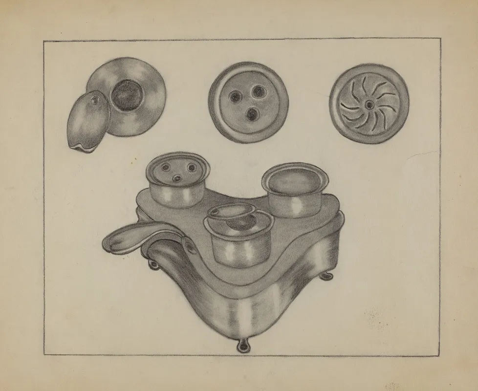 Pewter Desk Set by Mae Szilvasy - Canvas Print