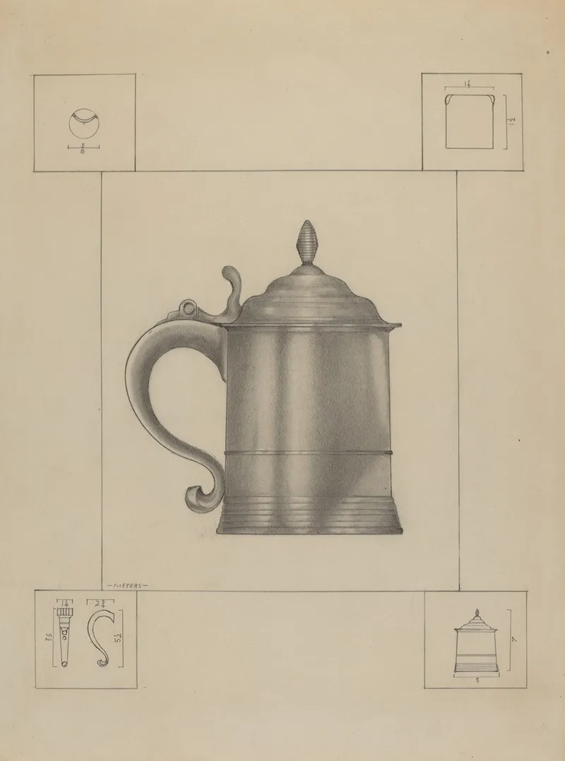 Pewter Mug 18 by Henry Meyers - Canvas Print