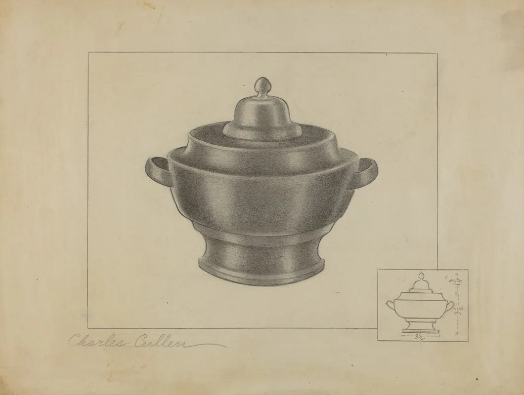 Pewter Sugar Bowl 2 by Charles Cullen - Canvas Print