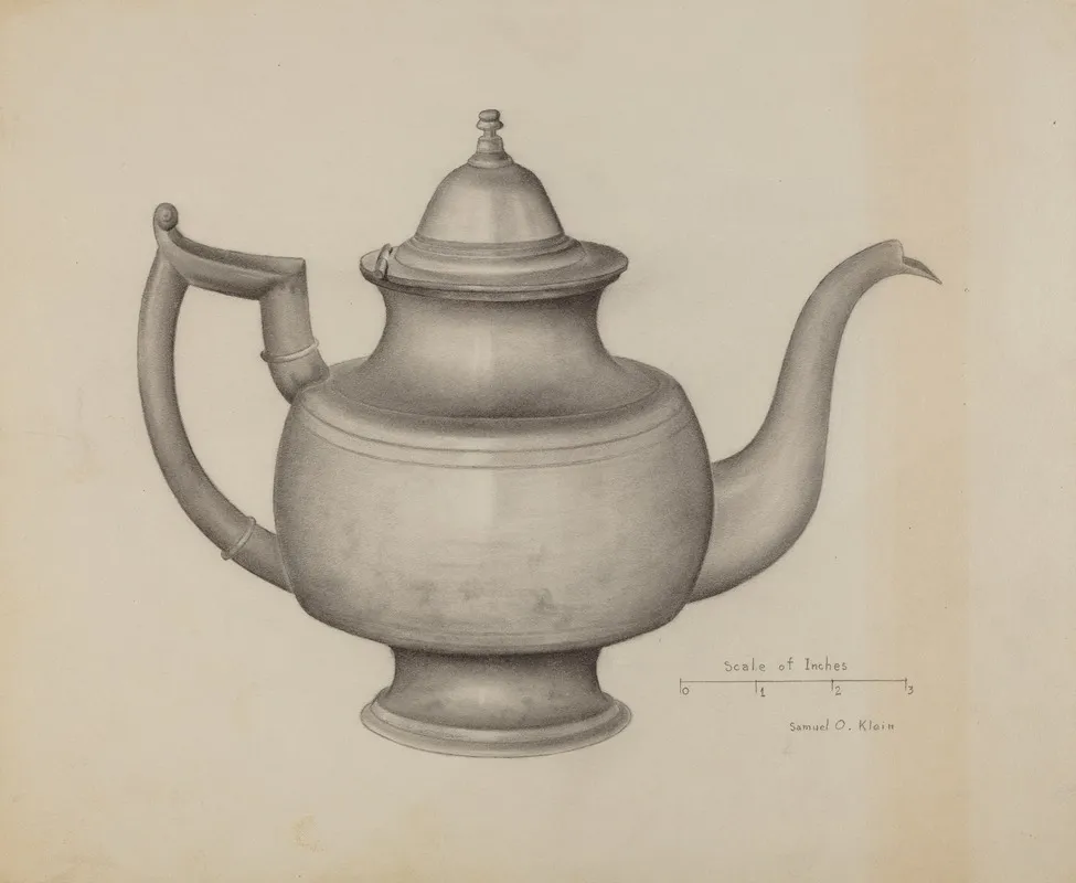 Pewter Teapot 28 by Samuel O. Klein - Canvas Print