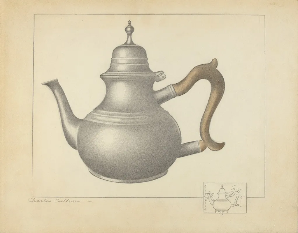 Pewter Teapot 8 by Charles Cullen - Canvas Print