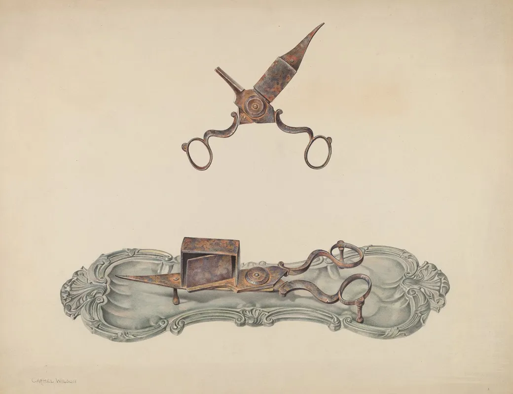 Pewter Tray And Snuffers by Carmel Wilson - Canvas Print