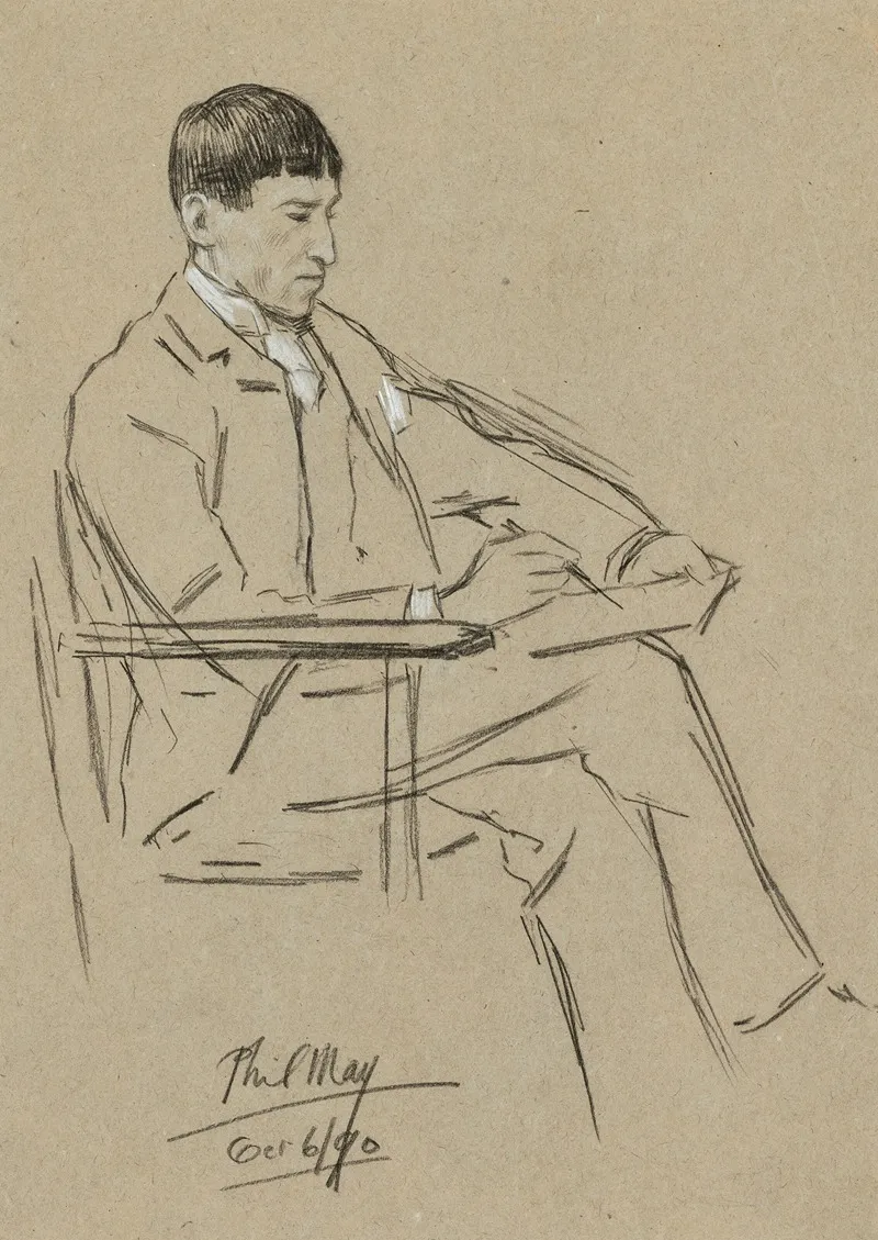 Phil May Sketching by William Rothenstein - Canvas Print