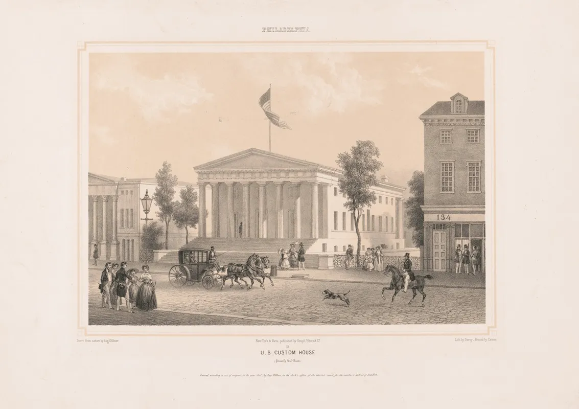 Philadelphia U S Custom House by Augustus Köllner - Canvas Print