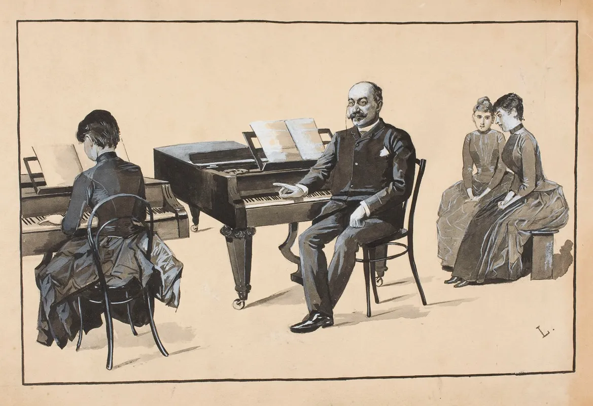 Piano Lesson In The Girls Class Of Professor Pawel Szelcer At The Warsaw Institute Of Music