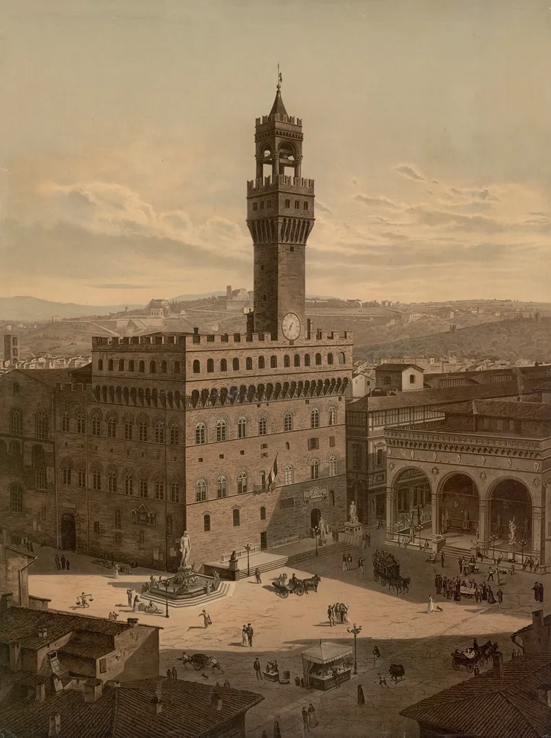 Piazza Della Signoria Florence 2 by Josef Langl - Canvas Print