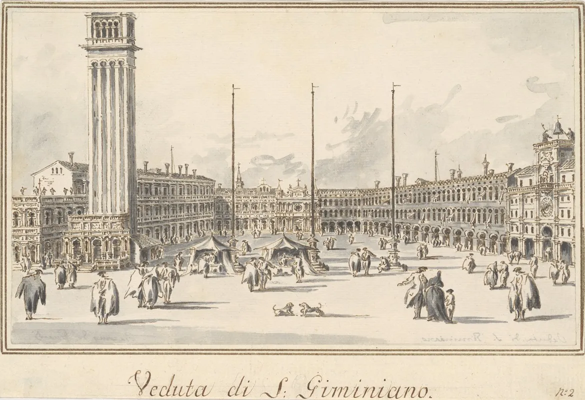 Piazza San Marco Looking Toward The Church Of San Gemignano by Giacomo Guardi - Canvas Print