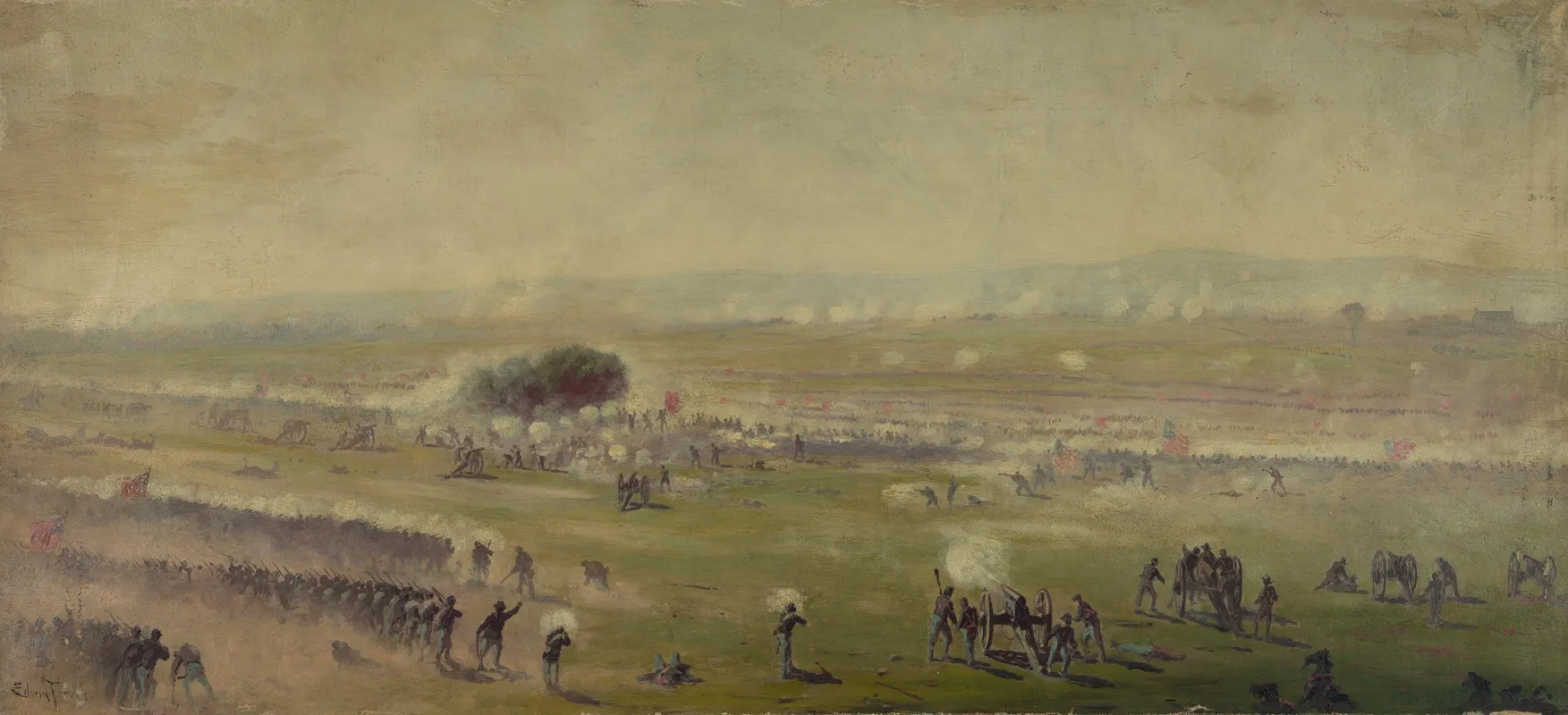 Picketts Charge From A Position On The Enemys Line Looking Toward The Union Lines Zieglers Grove On The Left Clump Of Trees On Right