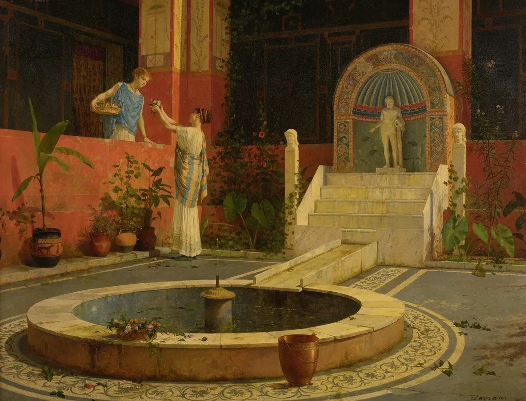 Picking Flowers From The Courtyard