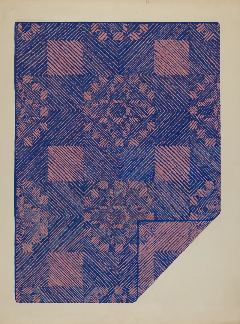 Piece Of A Coverlet Cobalt Blue Rose