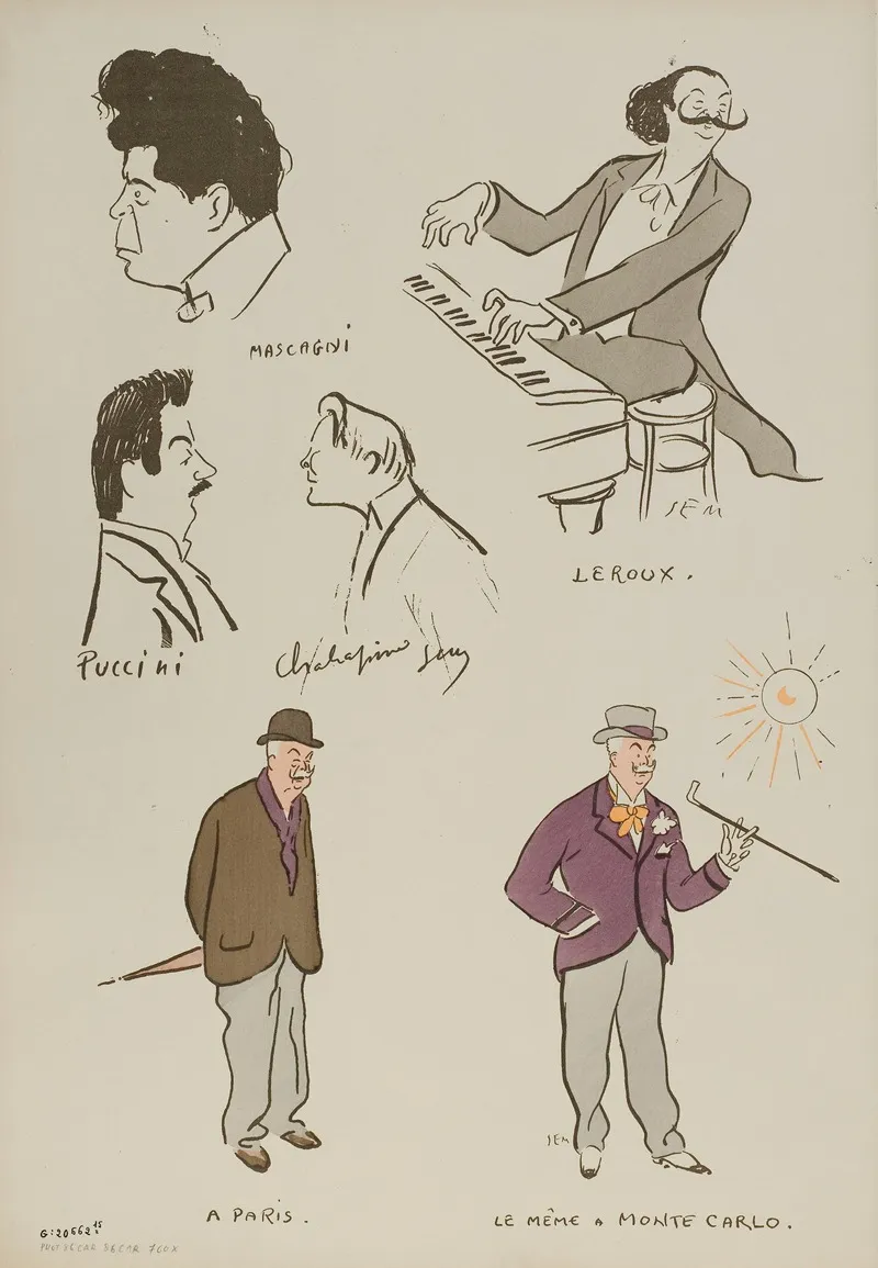 Pietro Mascagni Xavier Leroux Giacomo Puccini Feodor Chaliapine Enrico Caruso Et Autres Personnages